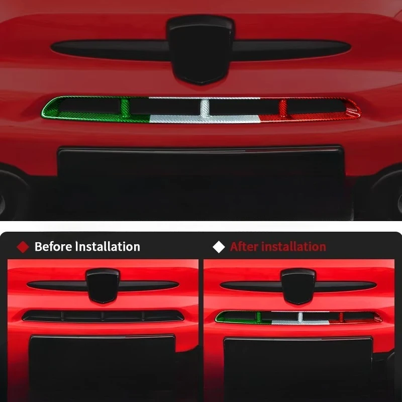 

Carbon Fiber Front Center Grille Cover Trim Frame Exterior Accessories Decoration for Fiat 500 ABARTH 595 2016+year