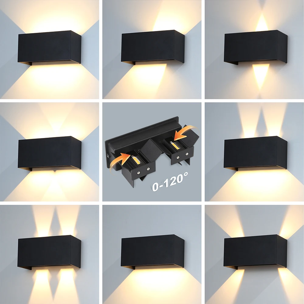 Outdoor Waterproof COB Wall Lamp Aluminum Housing 110-265V 3000K Warm White Exterior Garden Porch Sconce Light