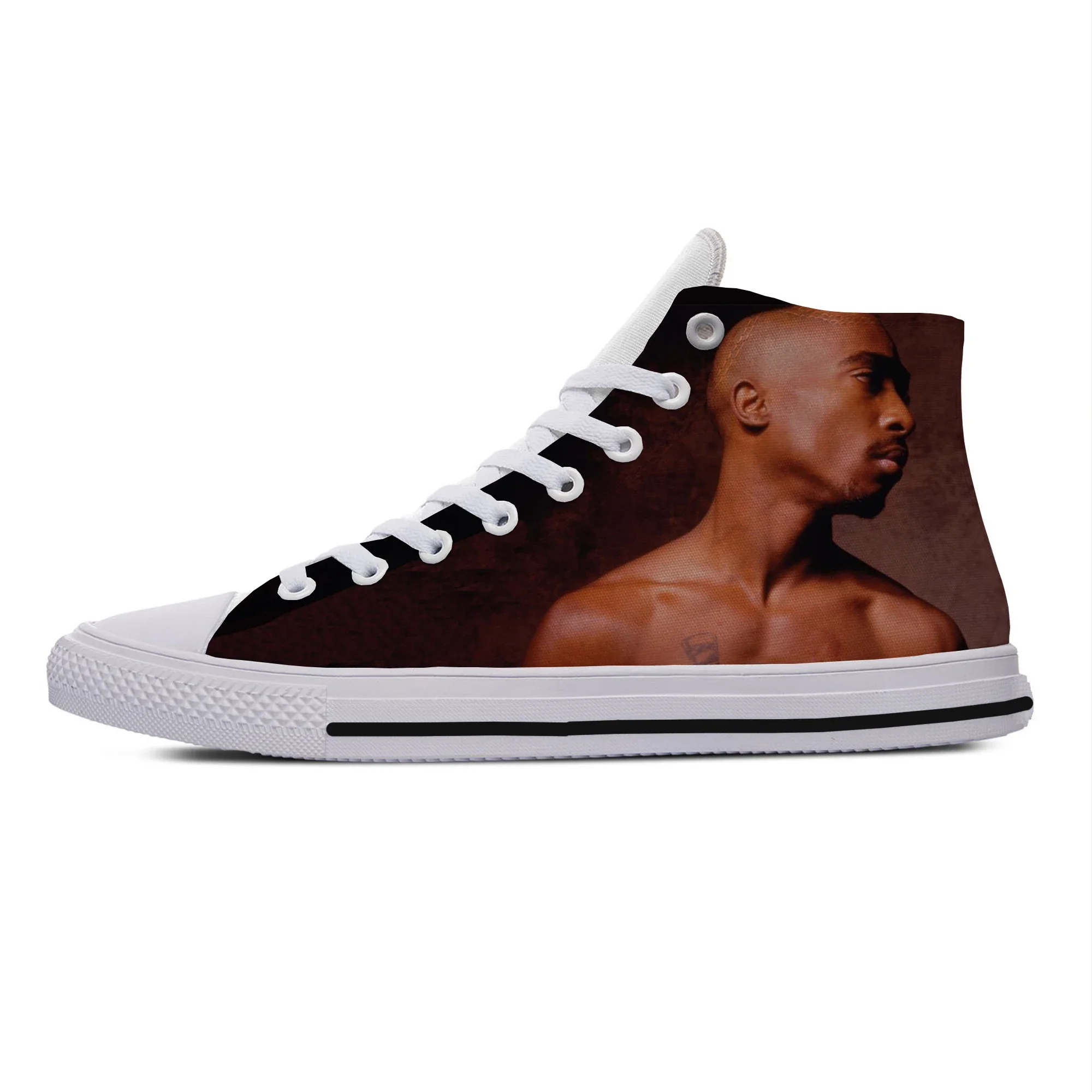 Hot New Fashion Summer Casual Shoes 2Pac Tupac Shakur Icon Rap Lightweight Leisure Fashion Classic Board Shoes Latest Man Shoes