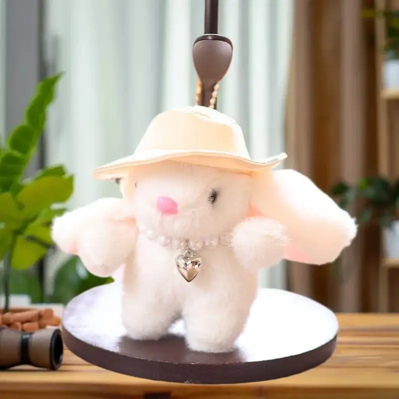 Porte-clés poupée lapin en peluche, peluche lapin de dessin animé mignon, cadeau de fille Adorable, parfait pour la décoration du sac à dos et du sac