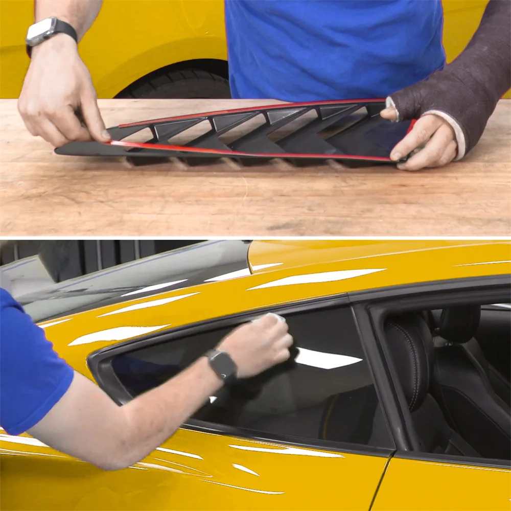 Hintere Seiten fenster lamellen für Ford Mustang 2015-2017 Windschutz scheibe Sonnenschutz abdeckung Entlüftung GT Lambo-Stil Custom Fit Allwetter abs – Detail 7