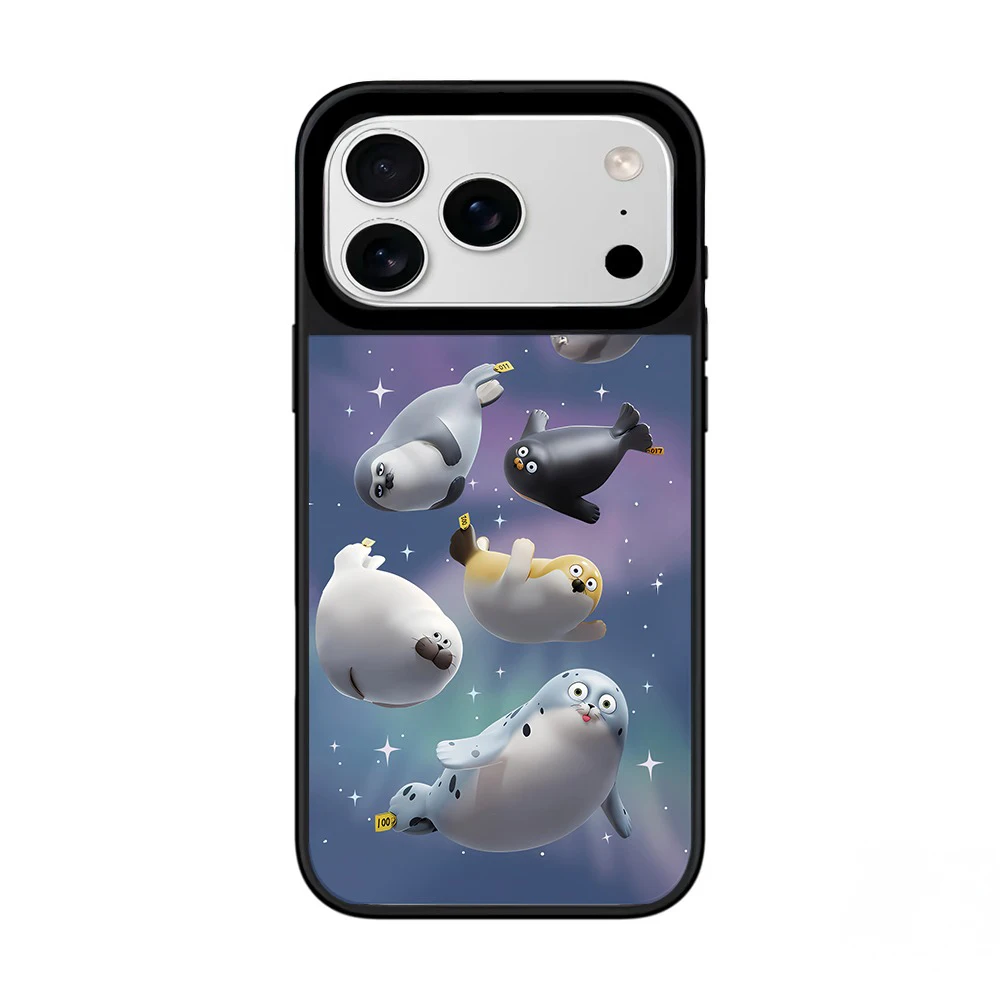 

Cute Cartoon Seal Mirror Magnetic Phone Case Cover for IPhone 17 16 15 14 13 12 Pro Max Case