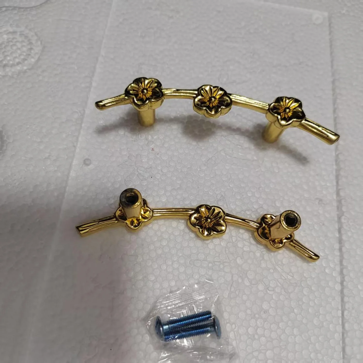 59mm Modern Fashion Creative Gold Branches And Flowers Wardrobe Cupboard Drawer Of Cabinet Door Handle Pull Knob Zinc Alloy
