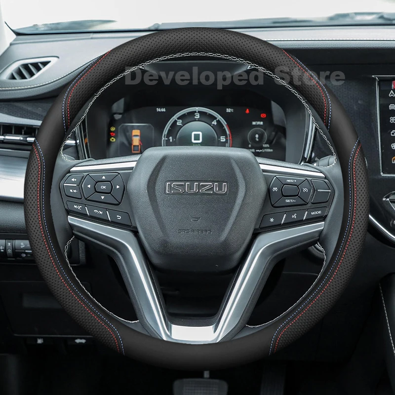 

Car Steering Wheel Cover For Isuzu D-MAX MUX MU-X RF10 RF20 2025-2014 Leather Round Auto Steering Wheel Isuzu D MAX Accessories