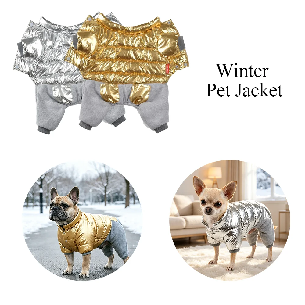 Winddichter Wasserdichter Hundewintermantel, Vierbeiniger Hochkragen-Jacke, Niedliche Haustier-Outfits für Kleine und Mittelgroße Hunde und Katzen zum Spazieren und Wandern