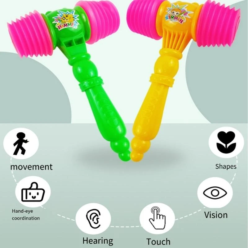 Y4QA Plastic Squeaky Hammer giocattolo per bambini Toy Rattle Rattle Rashing Rattle Perfect for Interactive Game