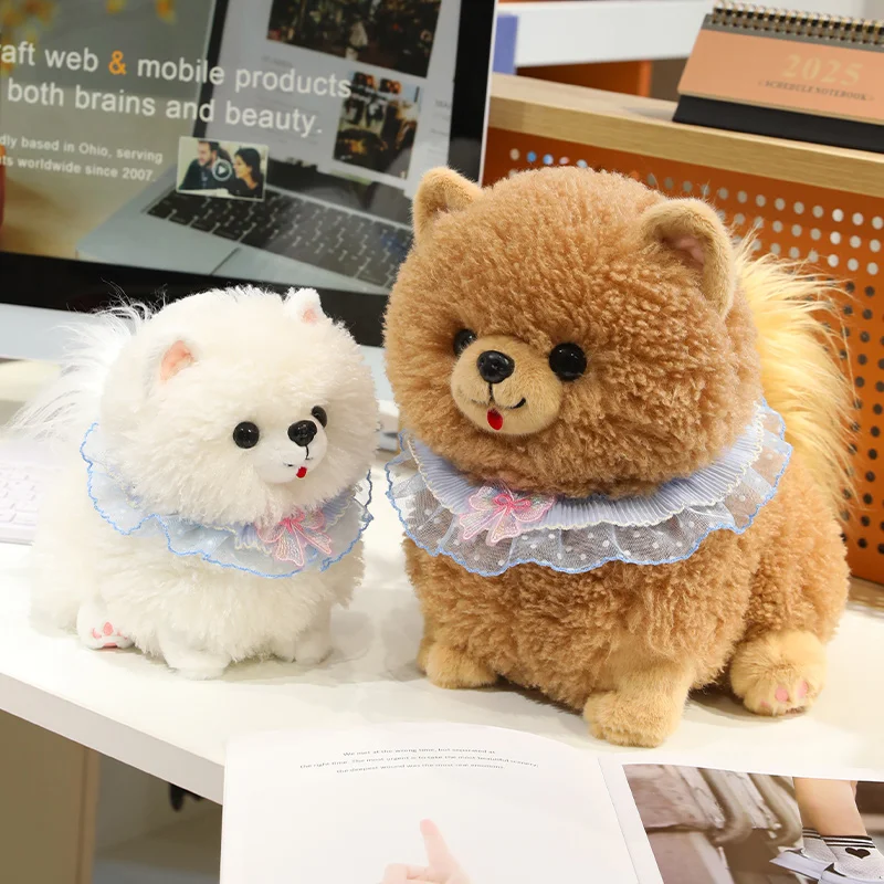 

25~42cm Pomeranian Fluffy Dog Plush Toy Kahki White Fantastic Cartoon Animal Cute Plushie Birthday Gift