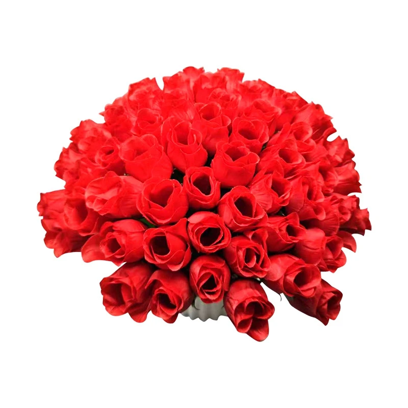 

50Pcs Red Roses Bouquets Vase Home Decor Garden Wedding Decorative Wreath Diy Box Handwork Flower Arrangement Artificial Flowers