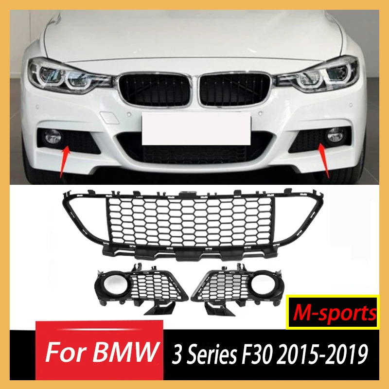 Front Grille for BMW 3 Series F30 2015-2019 for M-sports Car Lower Mesh Fog Light Grille Guard Board Air Vent Cover Body Kits