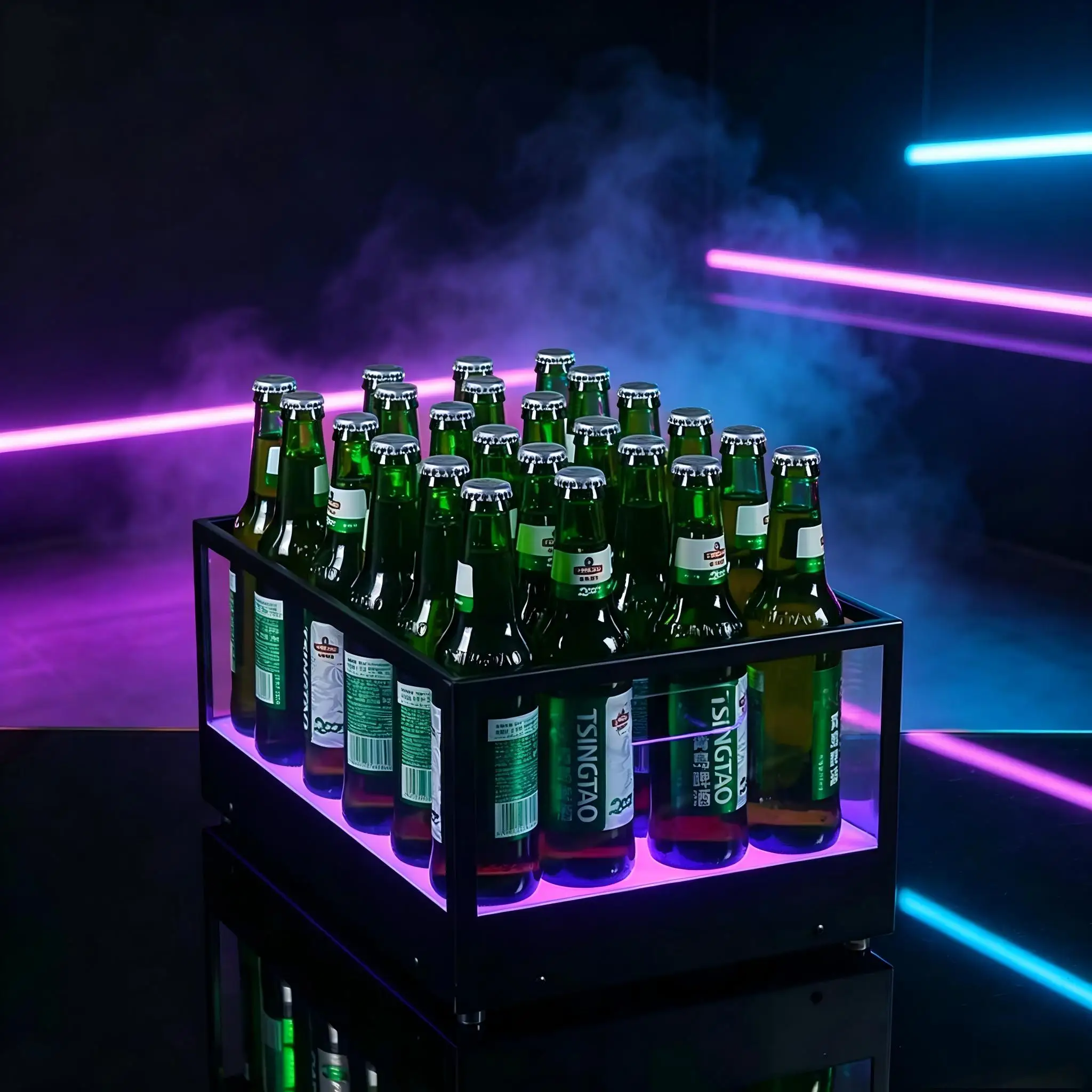 LED Illuminated Iron Art Ice Bucket for Bar KTV Party Beer Champagne Wine Carrying Box Luminous Party Drinkware