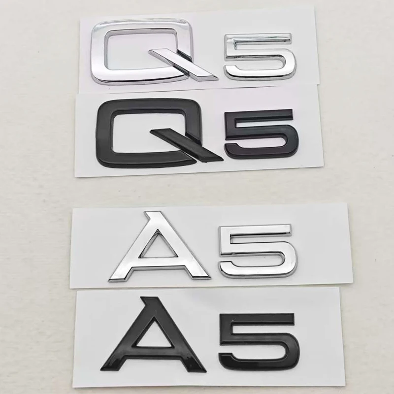 3D ABS Car Letters Logo A5 Q5 Rear Trunk Badge Sticker Emblem Decals For Audi Q5 A5 Auto Tail Accessories