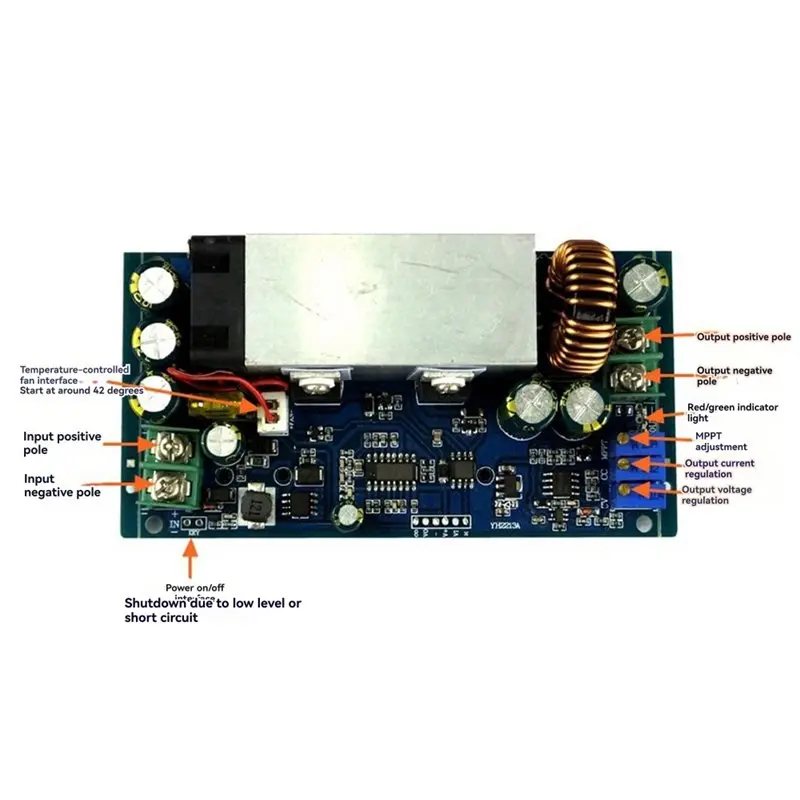 ABGI MPPT Solar Charging Step-Down Module 10-75V to 2-60V 20A Adjustable DC-DC Buck Converter for Solar Panel Battery Charging