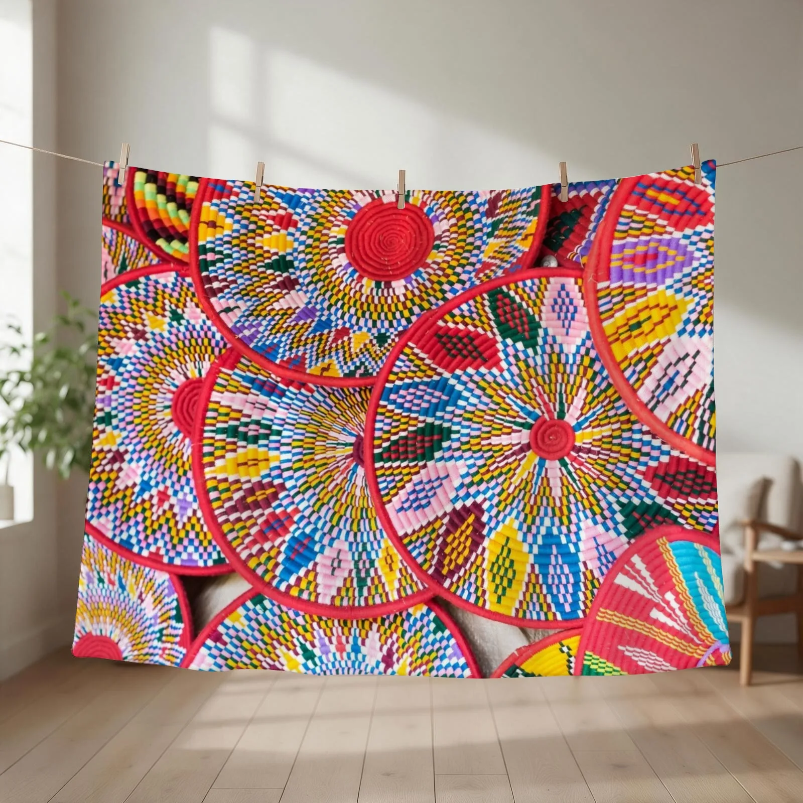 Ethiopian Plates (Sefed) II Throw Blanket Loose Nap Vintage Hairys Blankets