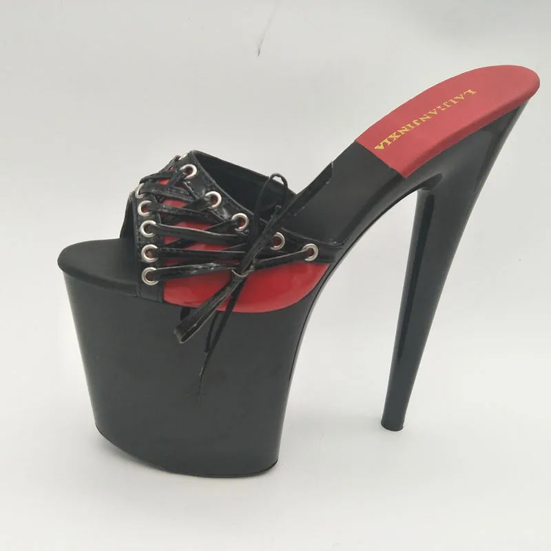 

New Popular 20cm 8" Heels Pole Dance Platform Shoes Black Sexy Dancing Shoes Catwalk Model High Heels Slippers