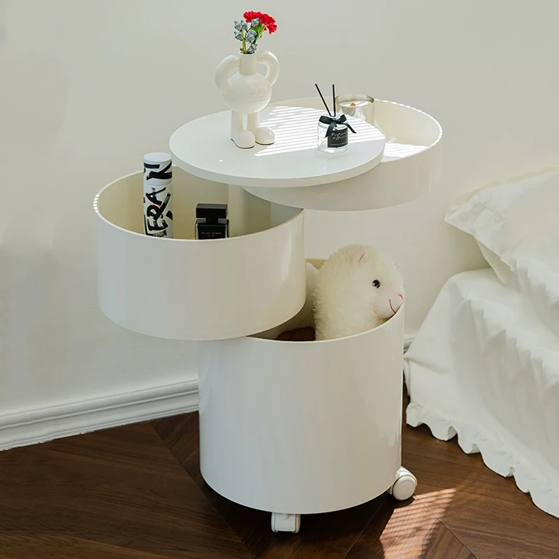 Nordic Furniture Creative Nightstands Bedroom Cabinets Bedside Tables Locker Cart Round Revolving Side Table Home Accessories