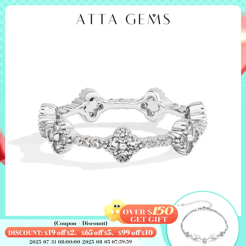 

ATTAGEMS Eternity DVVS1 Moissanite Ring for Women 100% Real 925 Sterling Silver Gold Plated Wedding Party Charm Fine Jewelry New