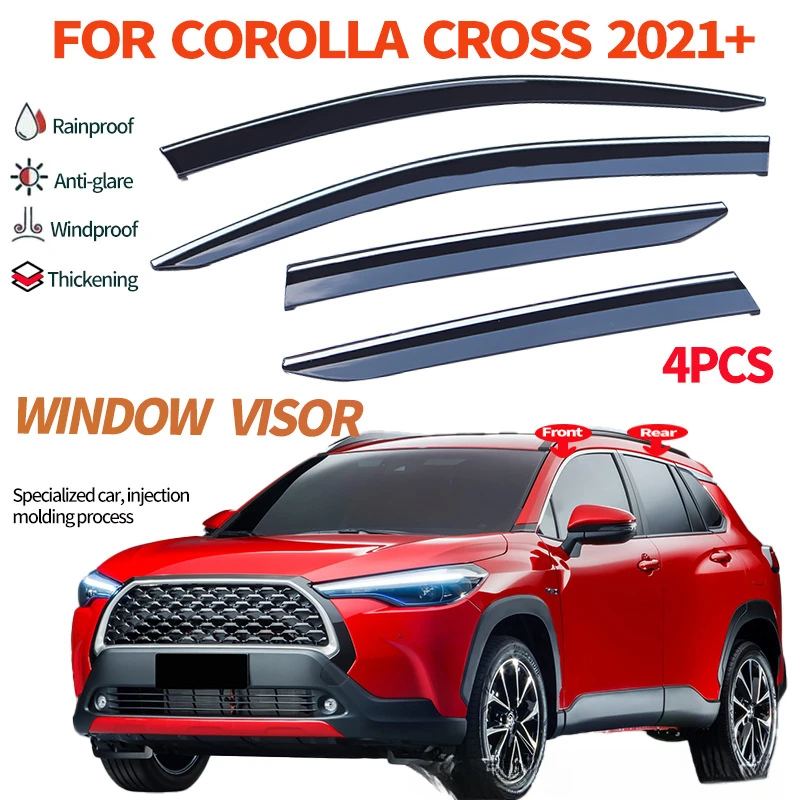 High-Quality PMMA Original Design Door Visor for COROLLA CROSS XG10 2021 2022+ 4pcs Rainproof Anti-glare Window Visors