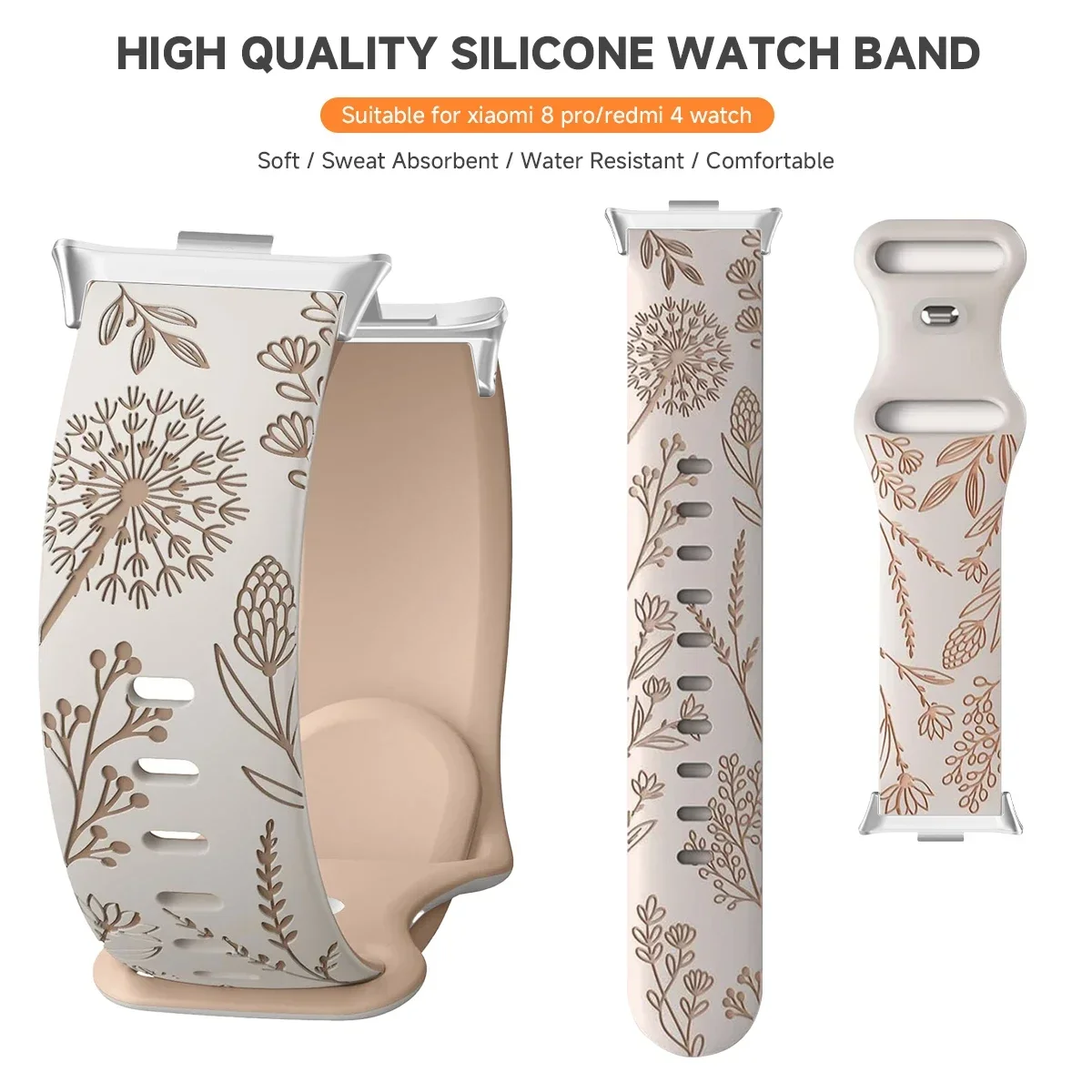 

Silicone Strap Strap For Xiaomi Mi Band 9 Pro/8 Pro Two-Tone Dandelion Wristband Bracelet For Redmi Watch 4/5/6 Replacement Belt