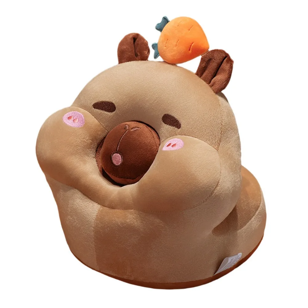 Rundes Capybara-Nickerchenkissen mit Gesicht nach unten, Cartoon-Capybara-Tischstützkissen, niedliches, flauschiges Capybara-Plüschkissen, Bibliothek