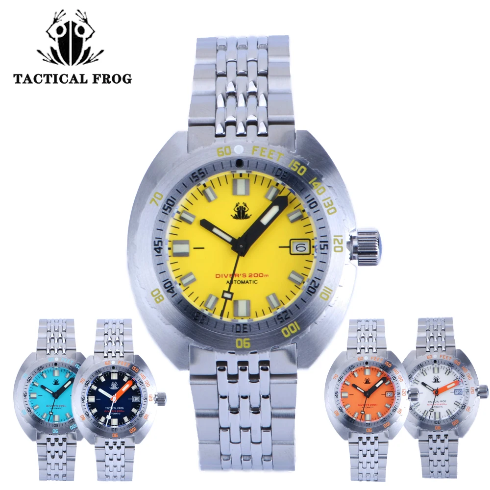 

Tactical Frog Luxury Men Watch Stainless Sapphire Crystal 20ATM Water Resistant Japan NH35 Automatic Mechanical Diver Watches