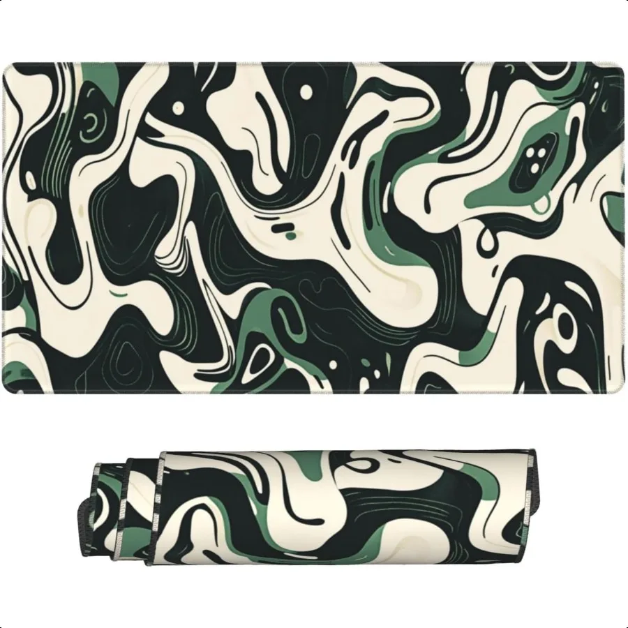 

Abstract Topographic Map Green and White Pattern with Lines Gaming Mouse Pad Long XL Desk Mat for Desktop Mousepad with NonSlip