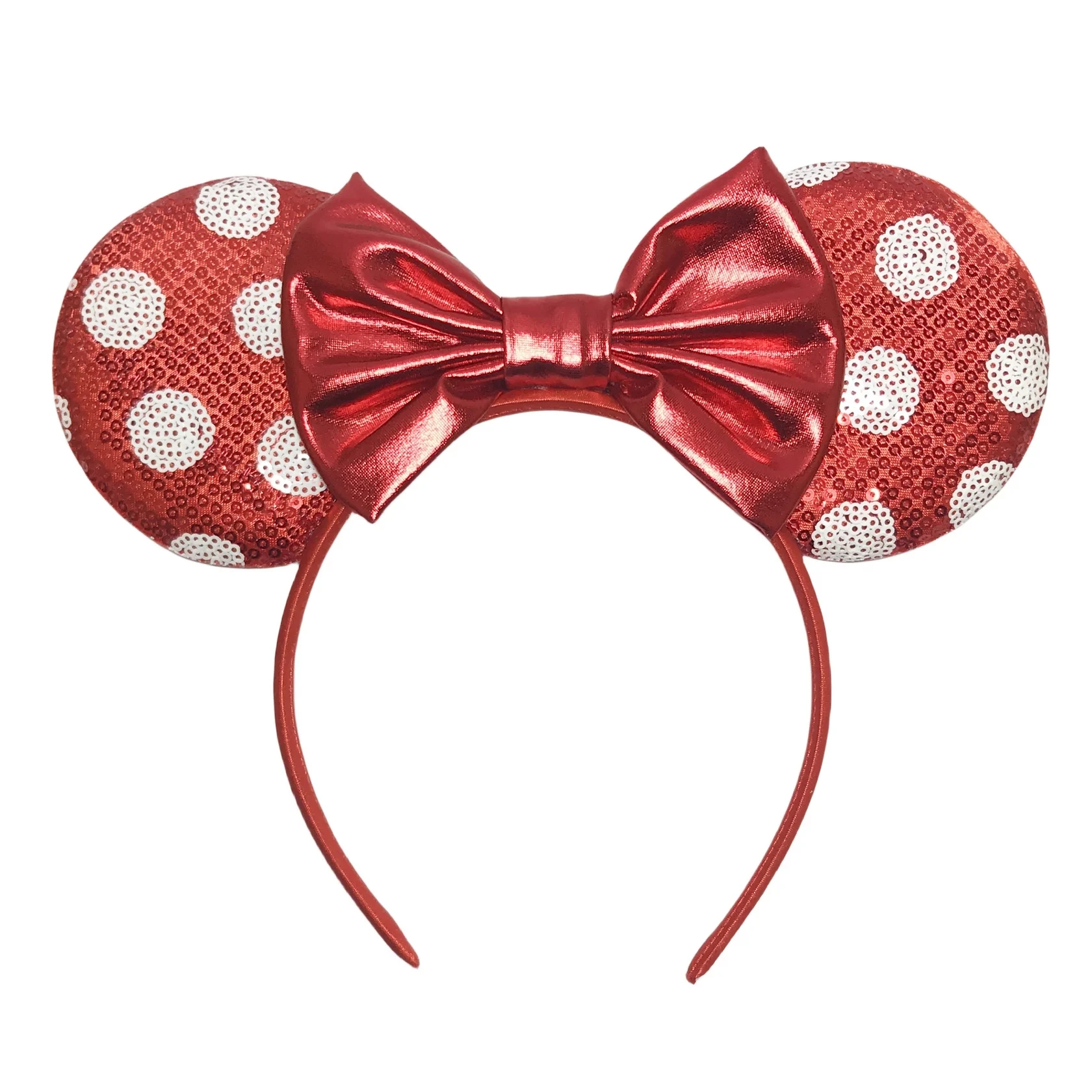 Ziming Hot Sale Dot Black Mouse Ears And Red Bow Headband Festival And Party Head Hoop For Kids And Adults