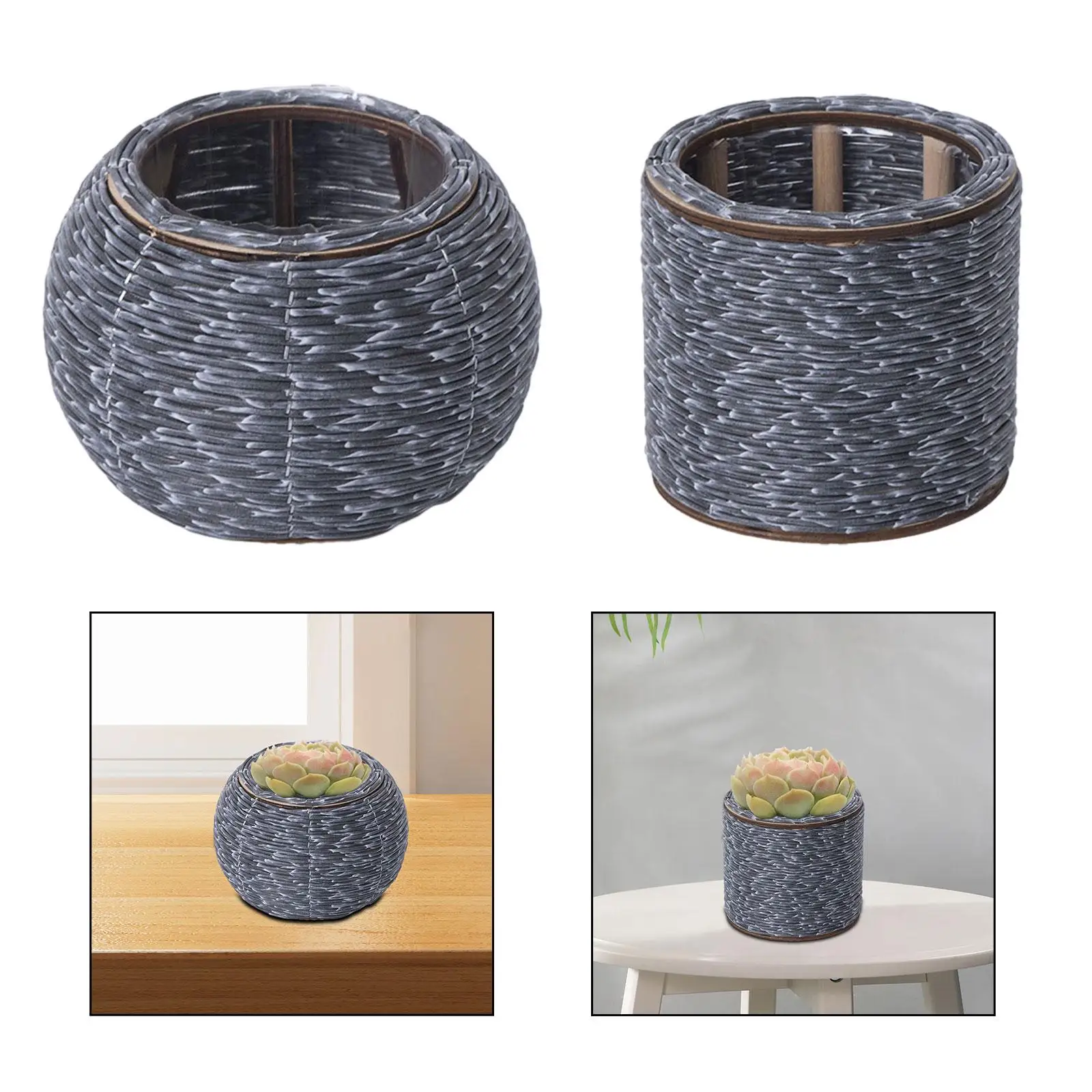 Woven Plant Pot Versatile Portable Succulents Container Flowerpot Storage Basket for Home Patio Garden Indoor Outdoor Decoration