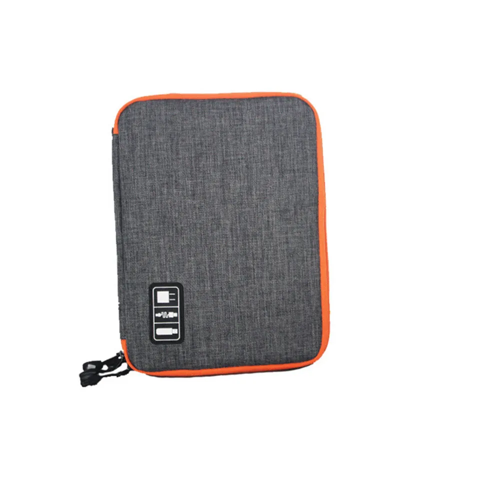 Digital Accessories Organizer Bag Grey Size L Double-Deck Portable Storage Large Capacity for USB Cable Earphone Phone view 2