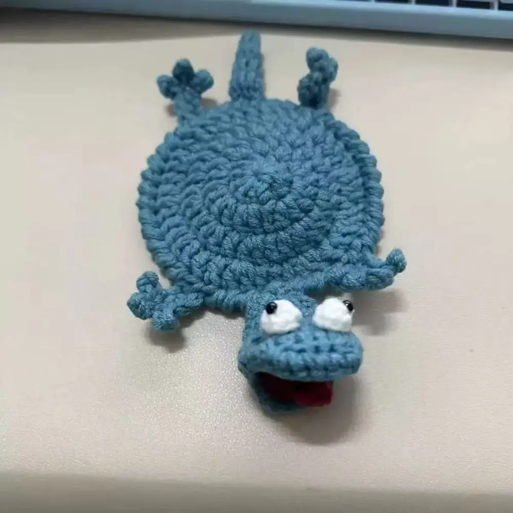 Pressable Crochet Lizard Coasters Cartoon Creative Drink Insulation Pad Anti Scald Stress Relief Water Cup Mat Cafe Use