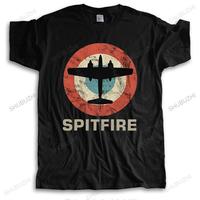 Retro Jet Fighter Tee Shooting Plane Aircraft Pilot T Shirt Men Cotton Tshirt Short Sleeve RAF Fighter WW2 War Spitfire T-shirt