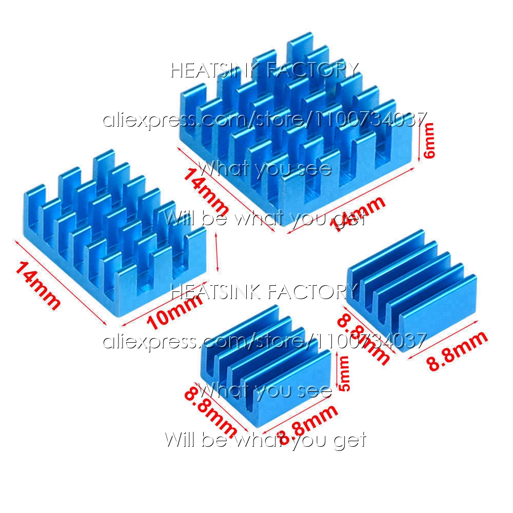 Imagem -04 - Kit com 100 Conjuntos de Radiadores de Alumínio com Almofada Térmica Dissipador de Calor e Refrigeração para Raspberry pi 400 Peças