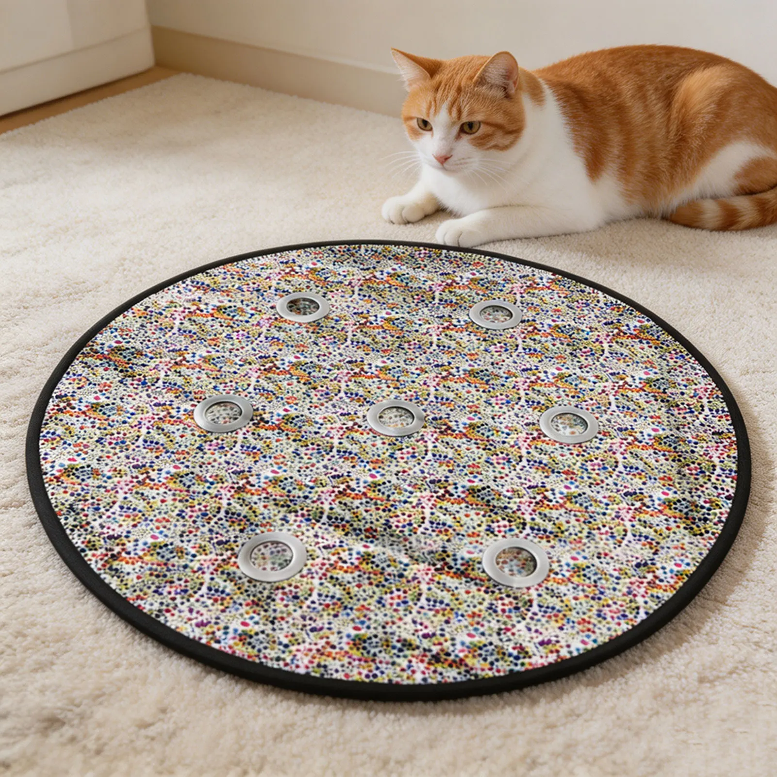 Hide-Seek Cat Toy,Interactive Cat Play Mat,Multi Hole Cat Play Mat For Indoor Cat,Sturdy Wear-Resistant Relieve Boredom Hide Mat