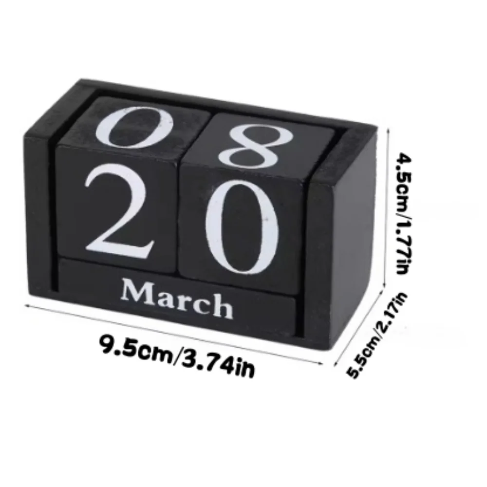 1pc Natural Material Wooden Classic Style Elegant Perpetual Calendar Blocks - for Home, Office, and School Decor Decorative