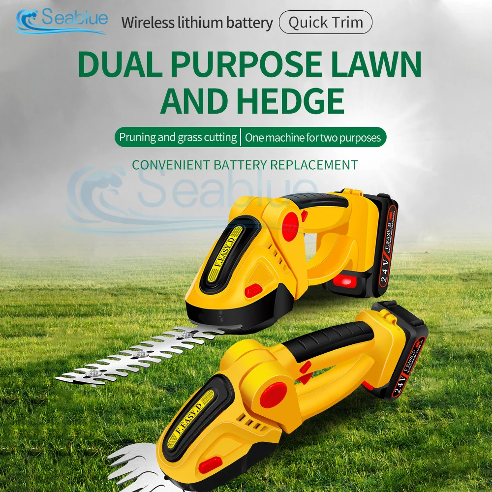 2 in 1 Electric Hedge Trimmer Wireless Handheld Household Mower USB Rechargeable Green Gardening Pruning Landscaping