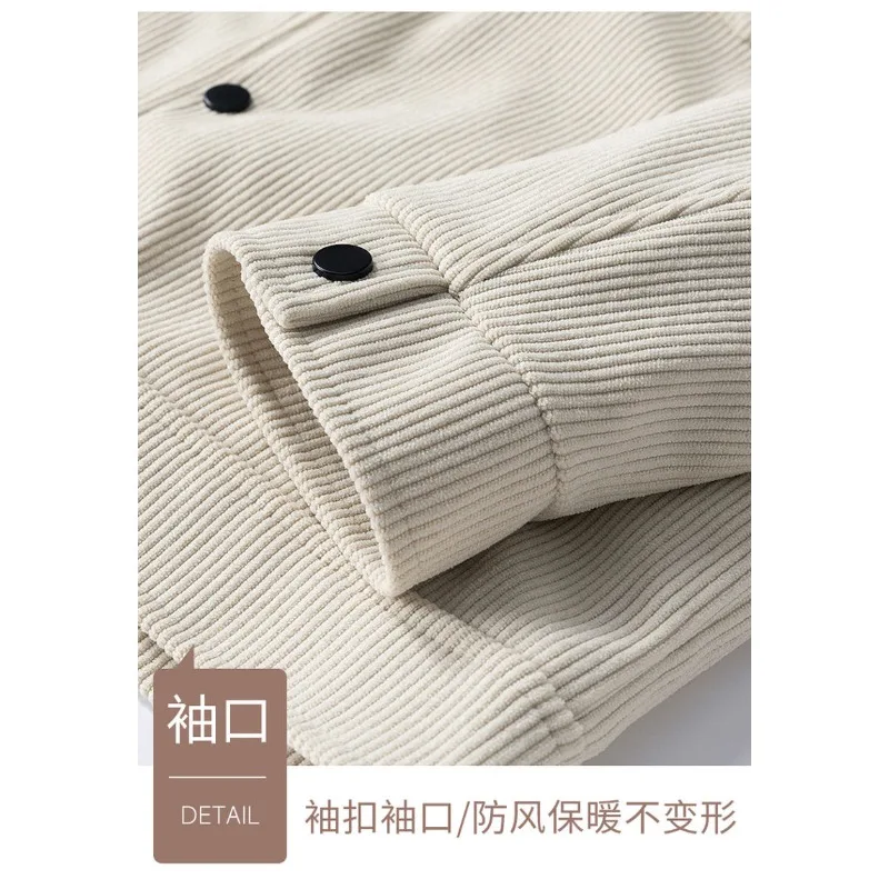 Men's Corduroy Jacket Vintage Workwear Style Fleece Lined Warm Winter Coat Casual Button-Up Outerwear for Fall & Winter