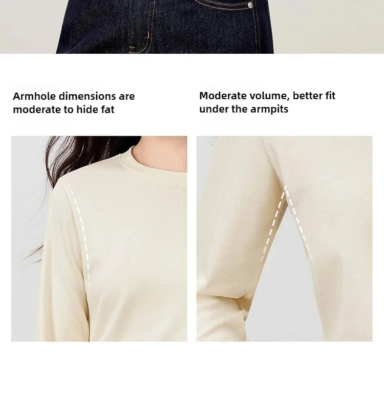 SENTUBILA Langarm-Oberteile für Damen, T-Shirt 2026 Herbst Winter, Thermisch Verdickt, Buchstaben-Stickerei, Slim Fit Top W54SF3966 – Detail 22