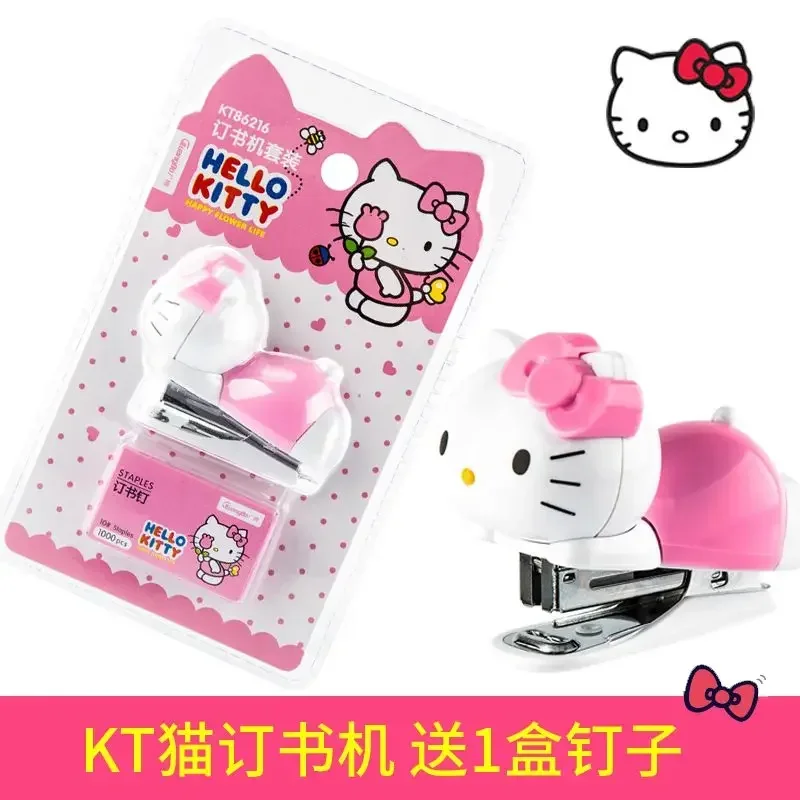 

Студенческий степлер Hello Kitty с маленьким милым сердцем для девушек, маленький офисный степлер, милый подарок, аниме