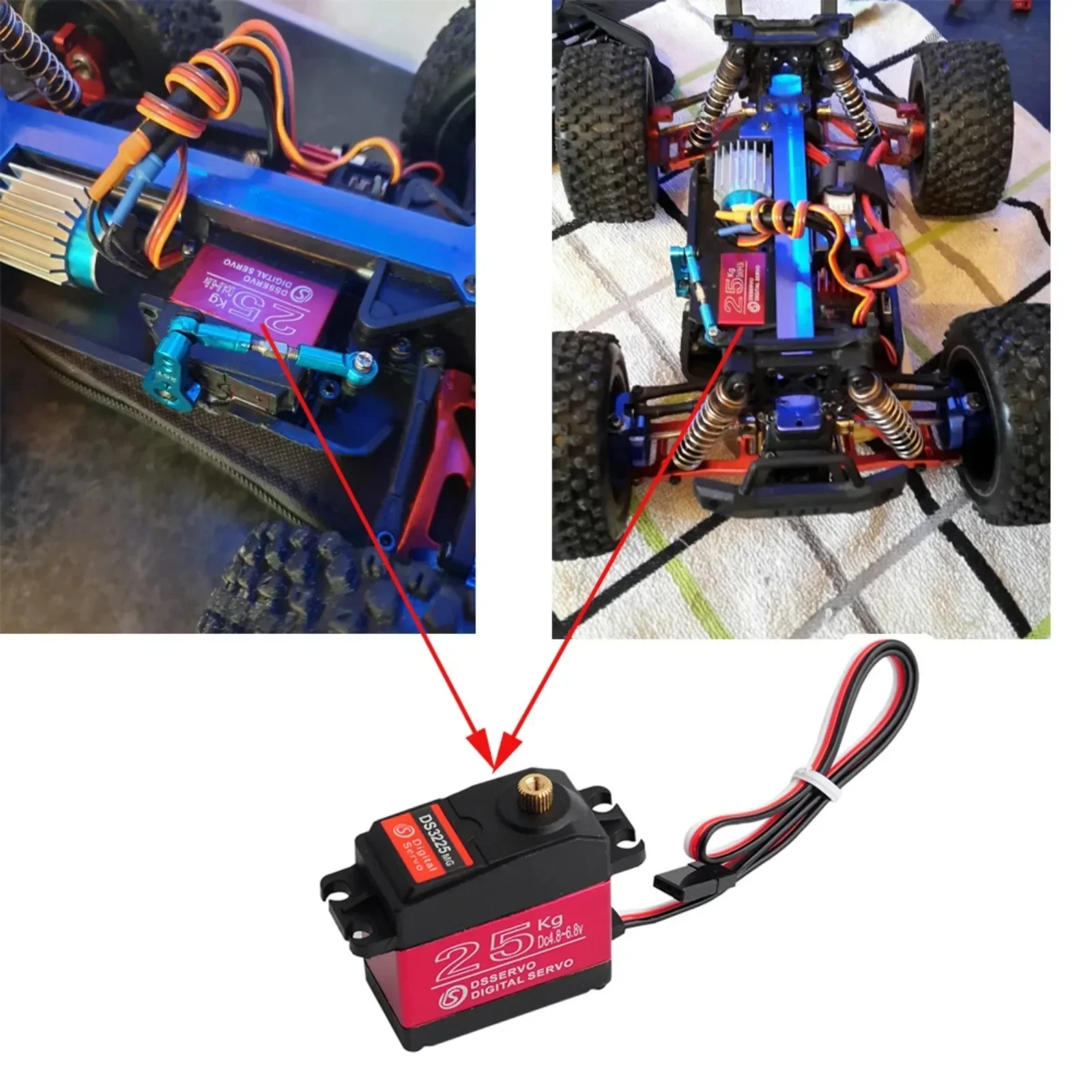 2 قطعة DS3225 25 كجم الرقمية RC سيرفو عزم دوران عالي مقاوم للماء كامل ميتال جير DSServo موتور ل 1/8 1/10 باجا سيارة RC الزاحف