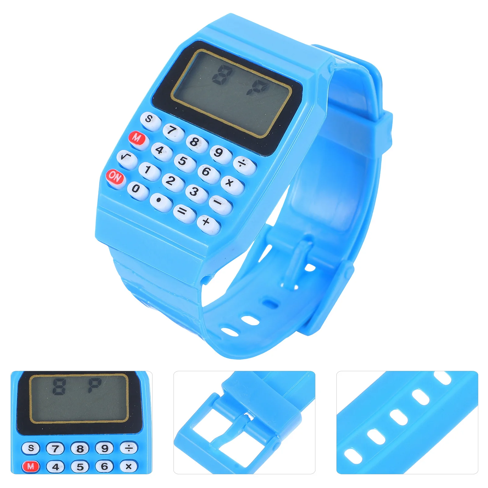 2Pcs Blue Calculator Watch for Children Creative Aid Wearable Math Device Comfortable Gift for Kids
