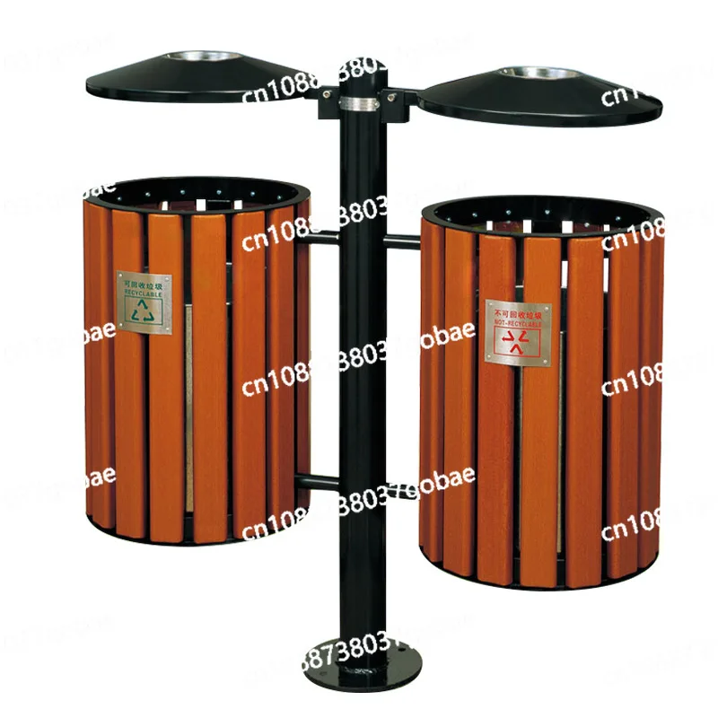 

Trash Can Outdoor Environmental Protection Garden Street Large Solid Wood Rectangle Large Capacity