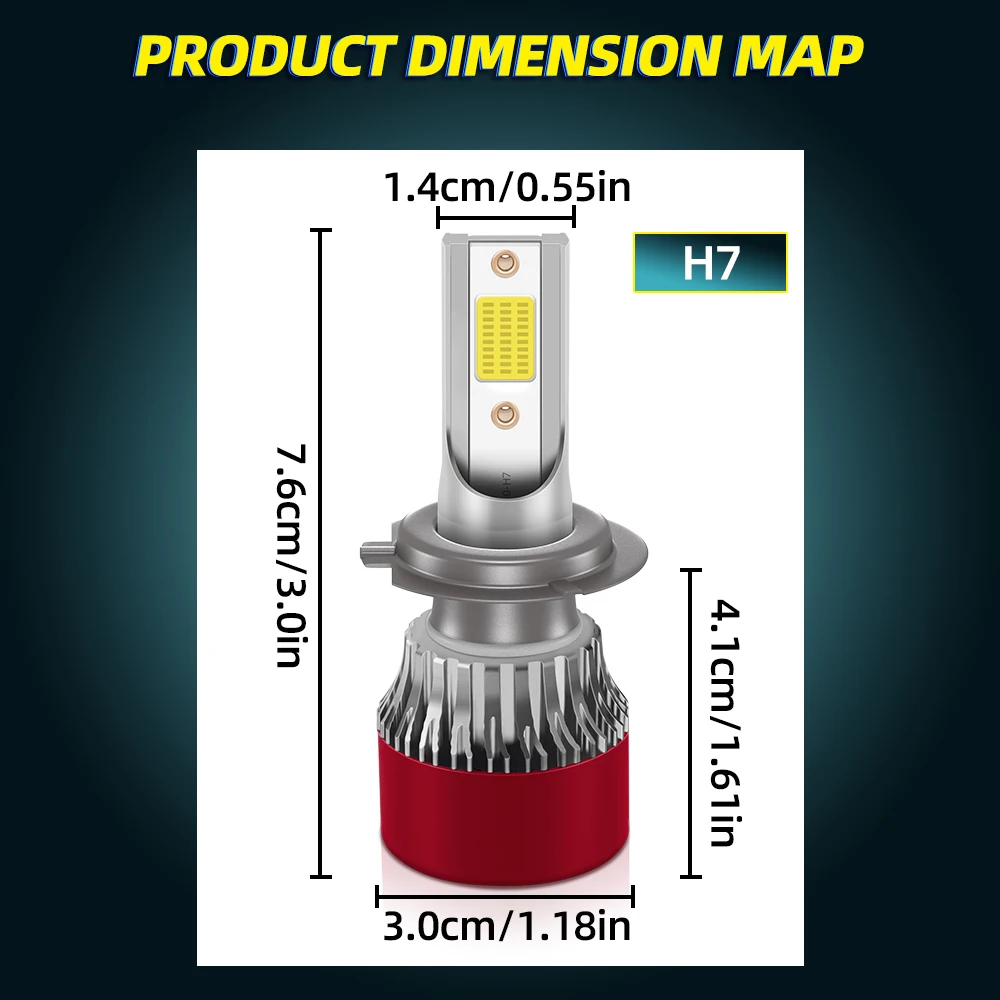 18000LM H7 Car Led Headlight Bulb Turbo Fan Led Lights For Car 1:1 Size CANBUS Error Free Brightness 6000K White COB Chips Light Bulb Car Headlamps