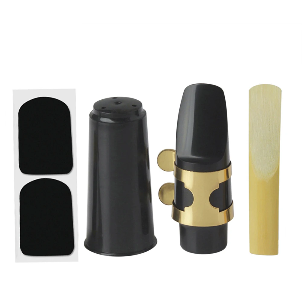 Alto Tenor Soprano Sax Saxophone Mouthpiece Plastic with Cap Metal Buckle Reed Dental Pad Woodwind Instrument Accessories