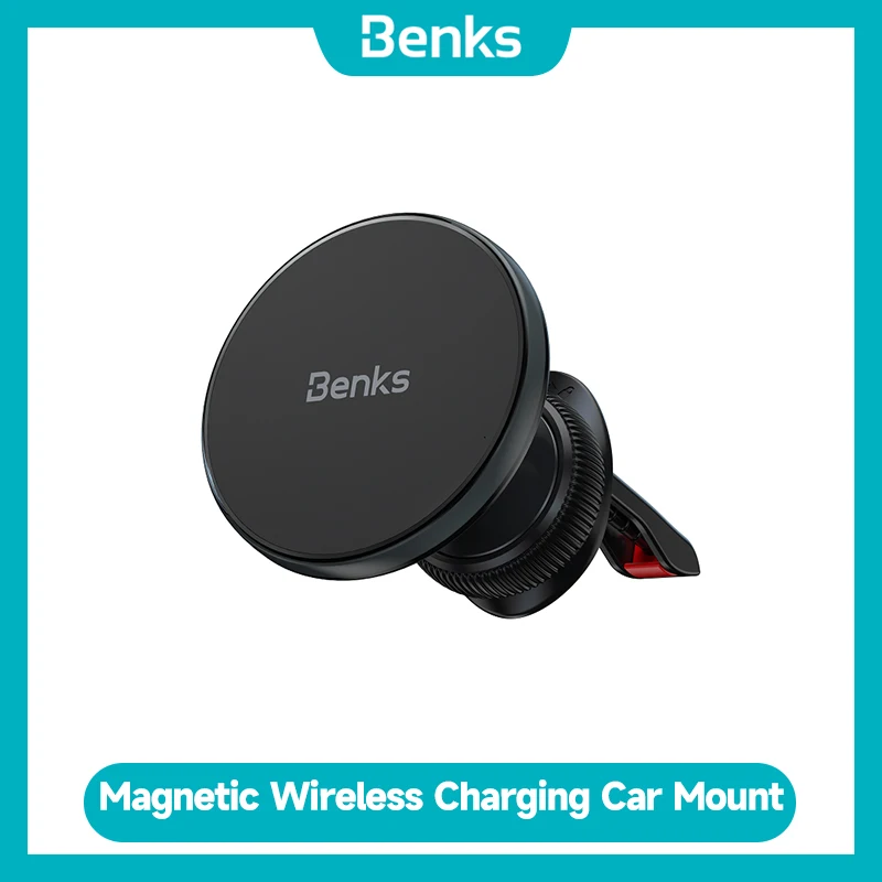 Benks MagClap Wireless Car Charger for iPhone 15 Pro Max Apple 14 Pro Magnetic Phone Holder Travel Car Holder MagSafe Compatible