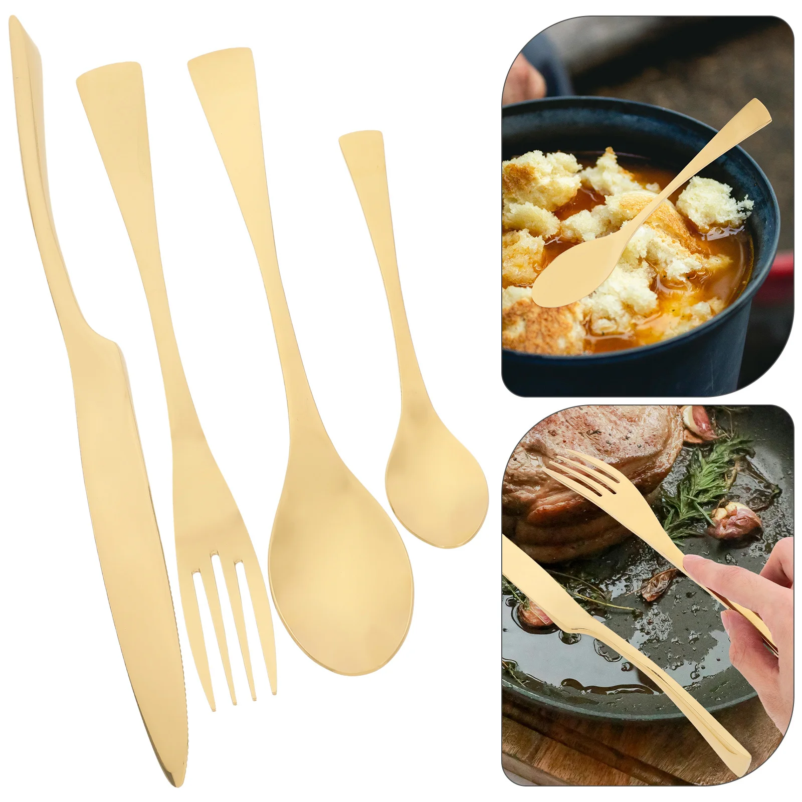 

1Set Stainless Steel Cutlery Set Thickened Design Creative Forks Spoons Knives Versatile Home Kitchen Utensils