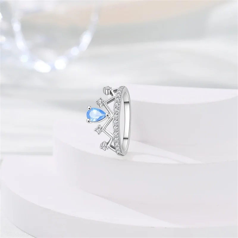 2026 New 925 Sterling Silver Sea Blue Crown Ring For Women Fashion Exquisite Birthday Anniversary Jewelry Gifts 3
