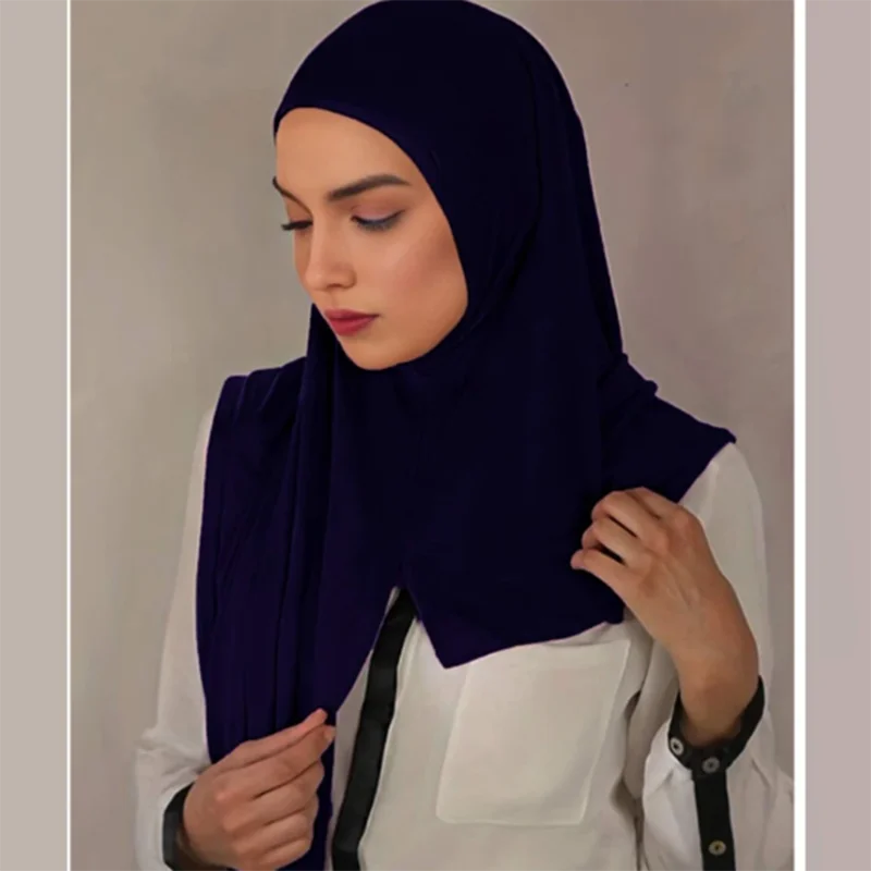 Fashion Modal Jersey Hijab Instant Scarf Muslim Woman Bonnet Hijab Shawl Lady Soft Long Wraps Church Prayer Turban Headband