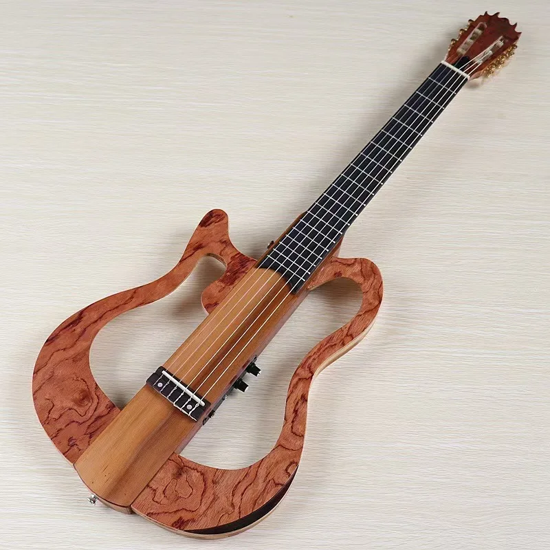 Left-handed Folding Classical Guitar Rosewood Fretboard 39 Inches 6 Strings Single-sided Detachable Portable Music Travel Guitar