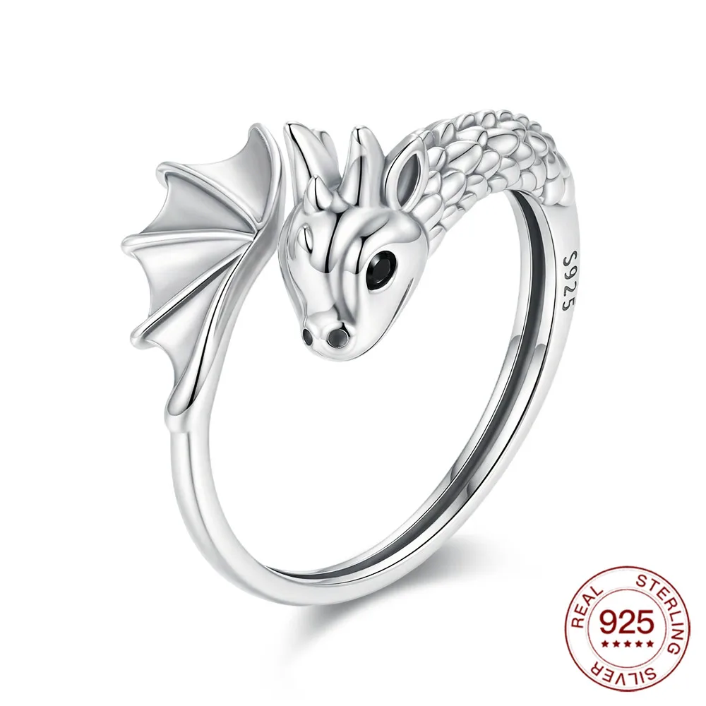 925 Sterling Silver Dragon Baby Open Ring Adjustable Hypoallergenic Jewelry Graduation Daily Commute Strength Gift For Women