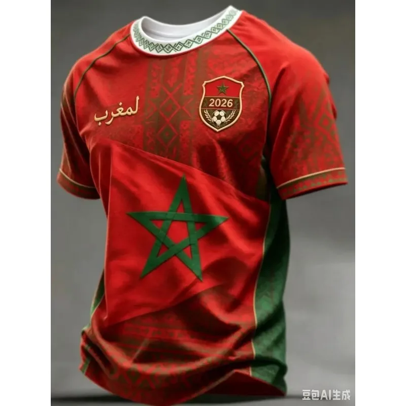 2026 New Football Fan Commemorative Shirt Large Green Star Script Print Quick Dry Breathable for Game Day Daily Casual Street