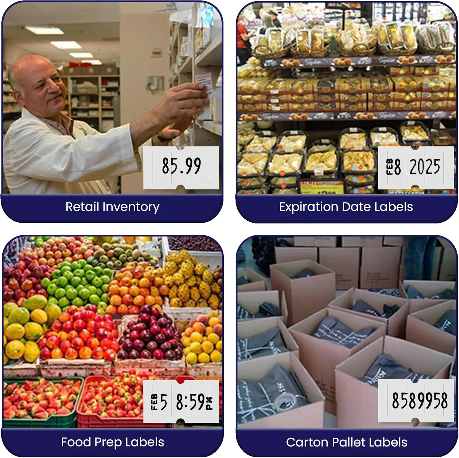 1-Line Date Marking Gun Kit with 5000 Labels, 2 Ink Rollers, Pre-Loaded for Easy Use